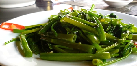 street food vietnam, water spinach
